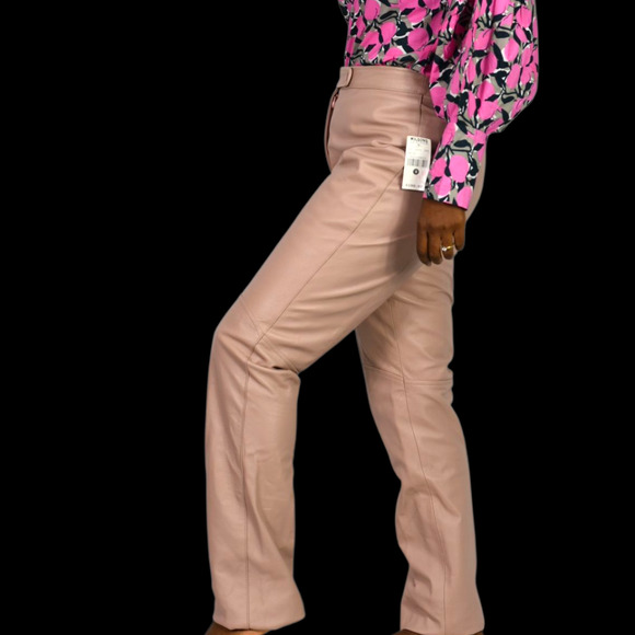 Vintage Wilsons Maxima Leather Pants Pink Blush Straight High Waist Deadstock 6 - Picture 12 of 16